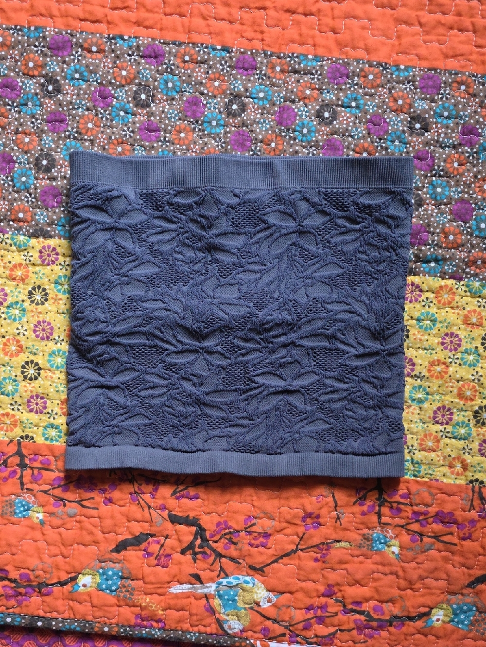 Navy Blue Textured Tube Top
